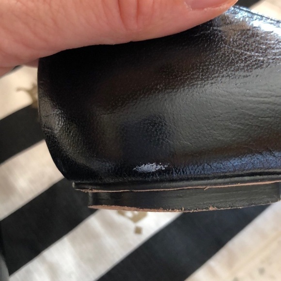 Vintage L.A.M.B. “Grisel” 7.5 Leather Peep Toe Ballet Flats Black White Shoe EUC - Picture 10 of 16